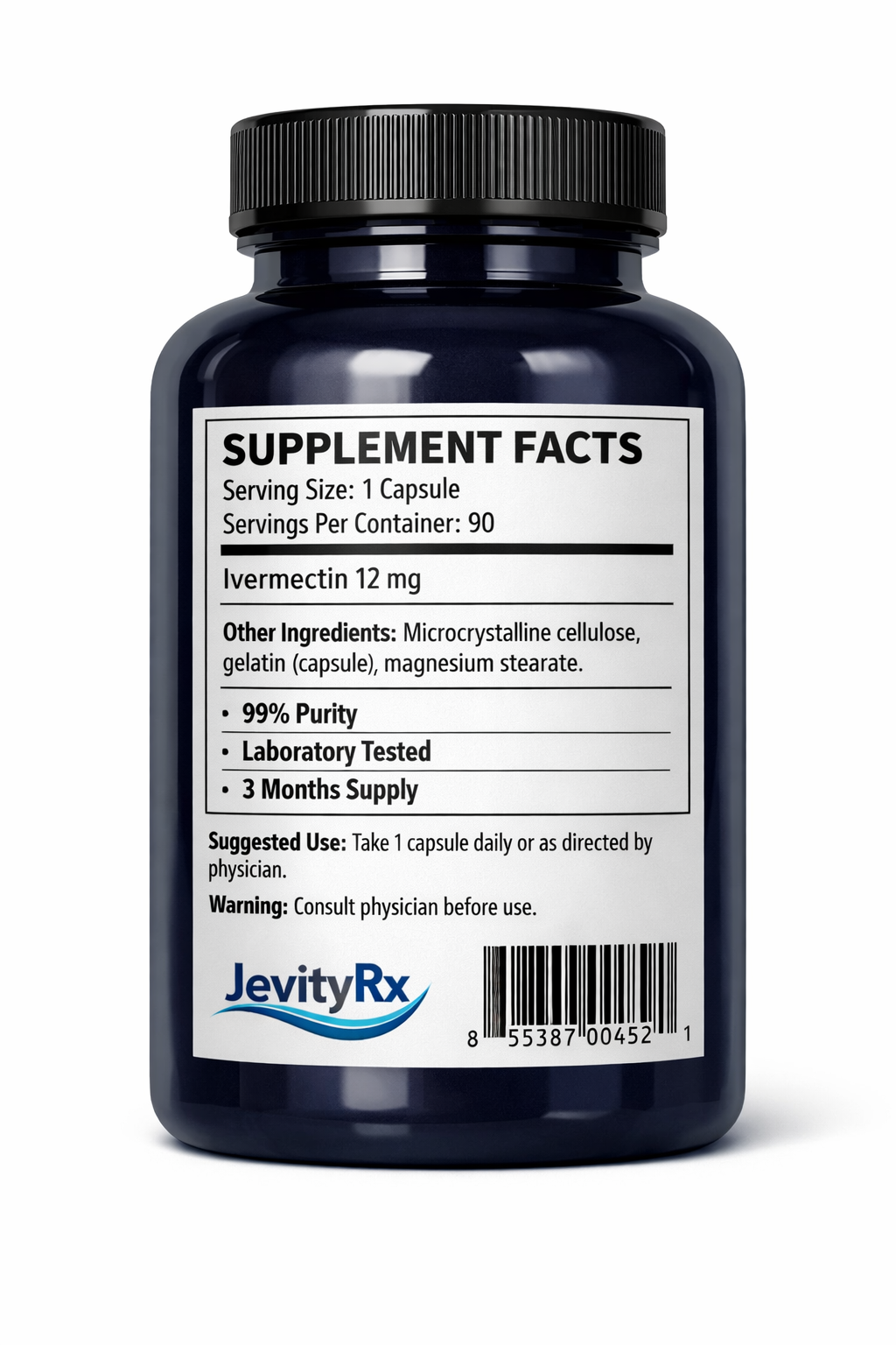 JevityRx Intestinal Support V – 12mg, 90 Capsules - Supplement Facts