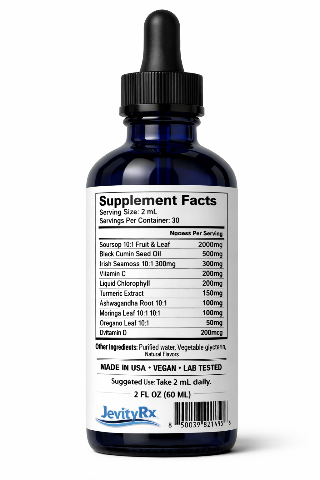 JevityRx Soursop Bitters Liquid Drops - Supplement Facts