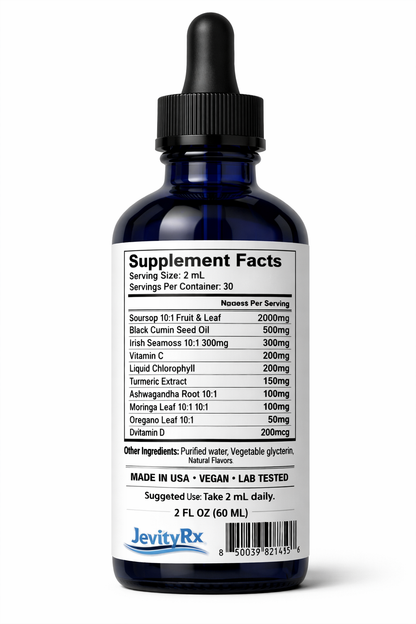 JevityRx Soursop Bitters Liquid Drops - Supplement Facts