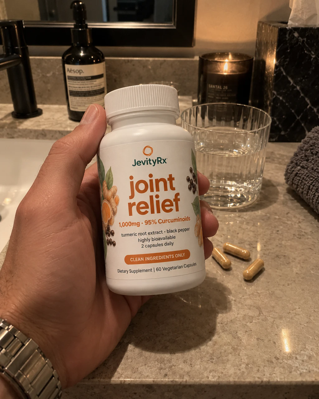 Joint Relief on a bathroom counter